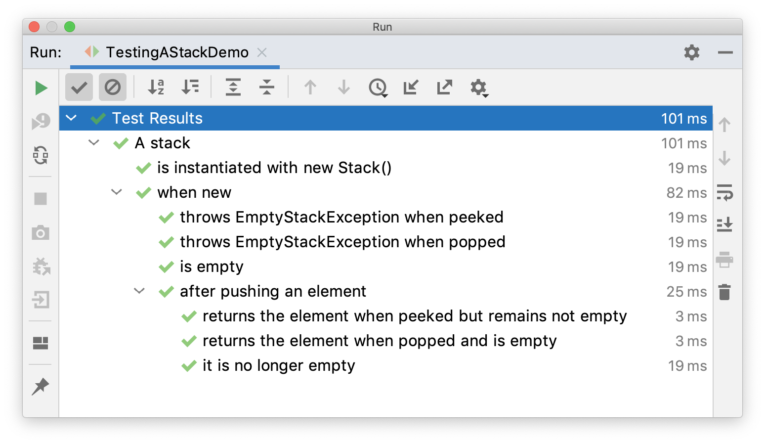 Executing a nested test in an IDE